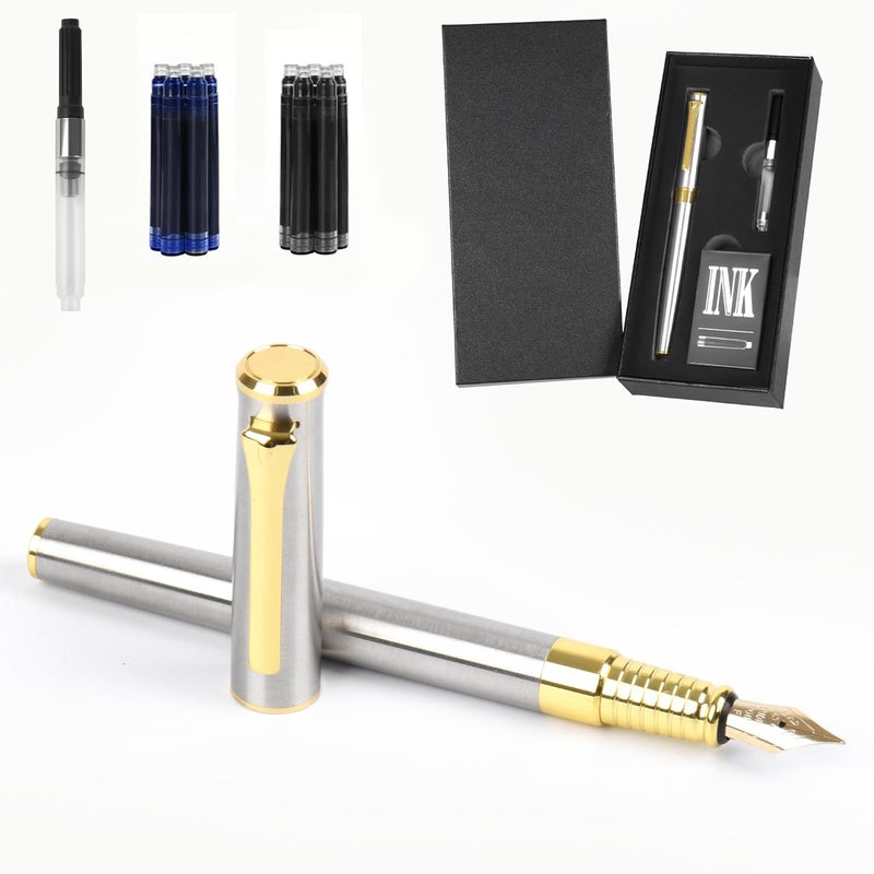 lucilynx Fountain Pen with Medium Nib, Includes 10 Ink Cartridges, 2 Ink Refill Converter and Premium Gift Box, Luxury Fountain Pen Perfect for Journaling, Calligraphy, Smooth Writing - Image 1